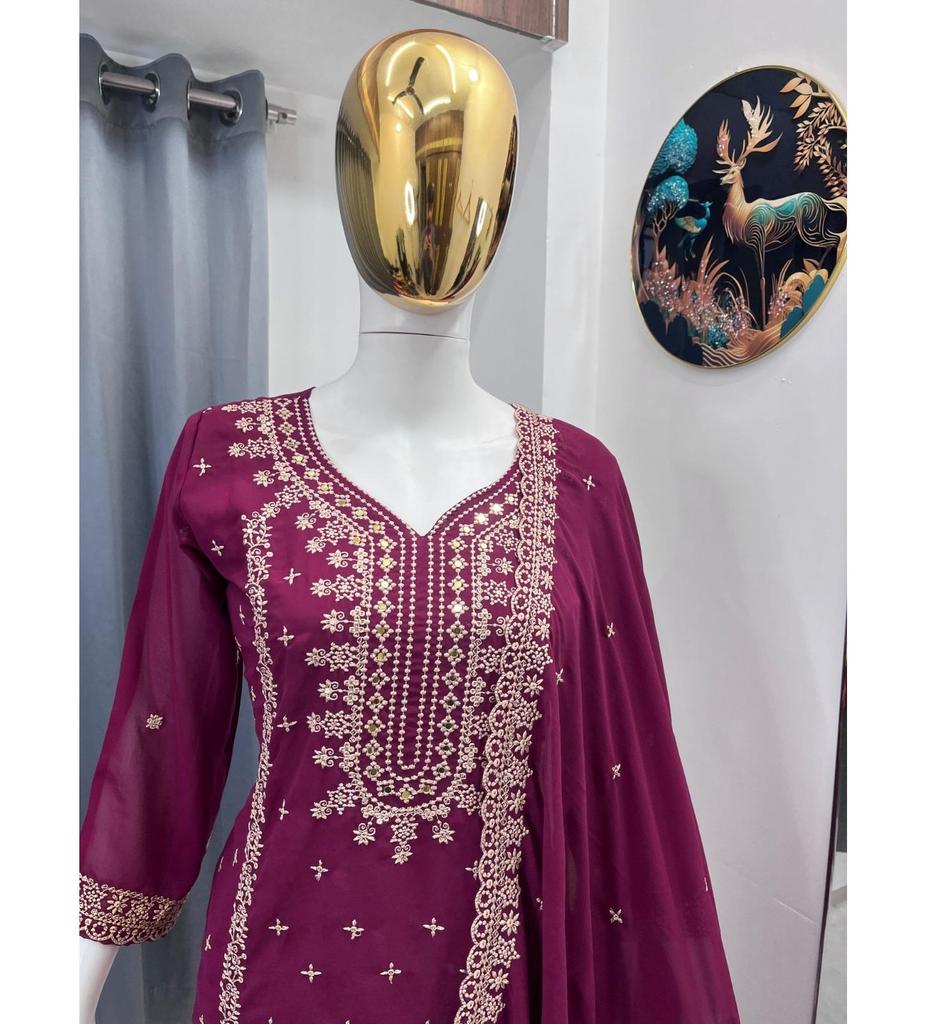Ensemble Salwar Kameez Bollywood pour Femme - Salwar Suit en Fausse Georgette pour Fête - Designer Indien