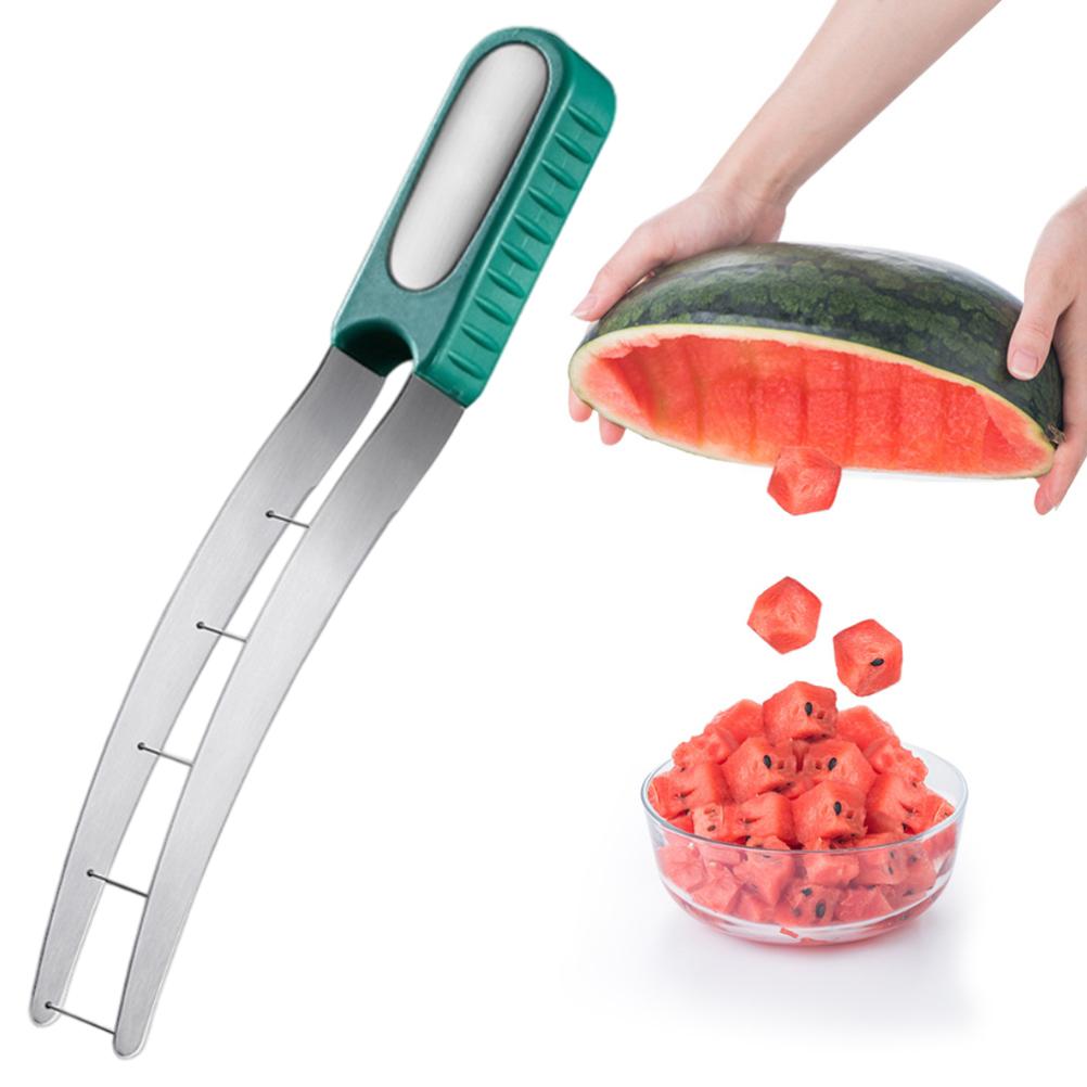 Vattenmelon Skärare Rivjärn 304 Rostfritt Stål Vattenmelon Tärningsskärare Fruktsallad Melon Skärare