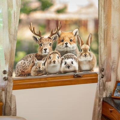 Entzückende Waldtier-Party Wohnzimmer Esszimmer Zuhause Glastüren und Fenster Dekoration Aufkleber