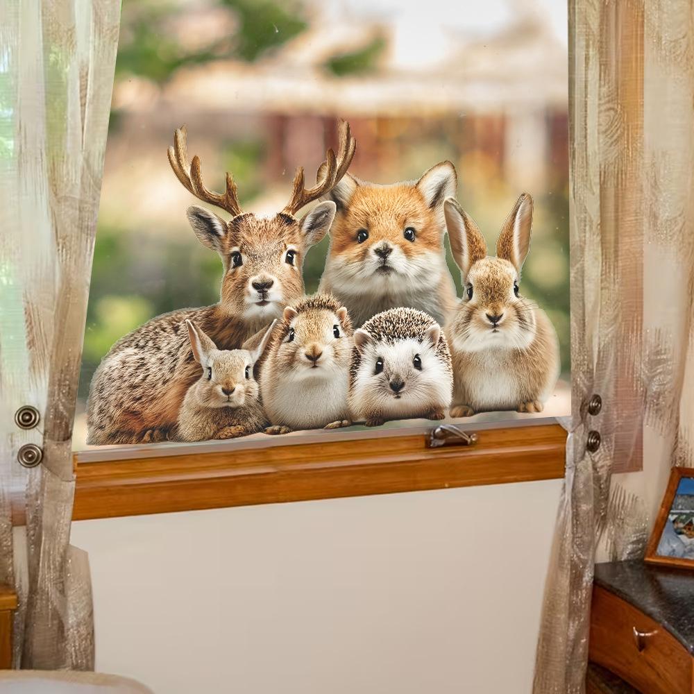 Entzückende Waldtier-Party Wohnzimmer Esszimmer Zuhause Glastüren und Fenster Dekoration Aufkleber