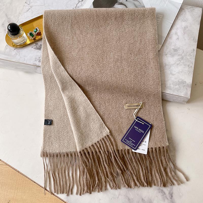 Cashmere scarf men's and women's winter double-sided high-end water ripple shawl high-end gift