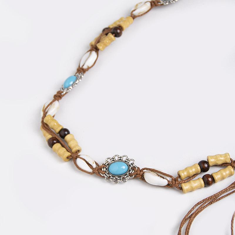 Bohemian-style Waist Rope Woven and Knotted, Ethnic Style Handcrafted Wooden Bead Women's Belt, Casual Vacation Style Exquisite Waist Rope