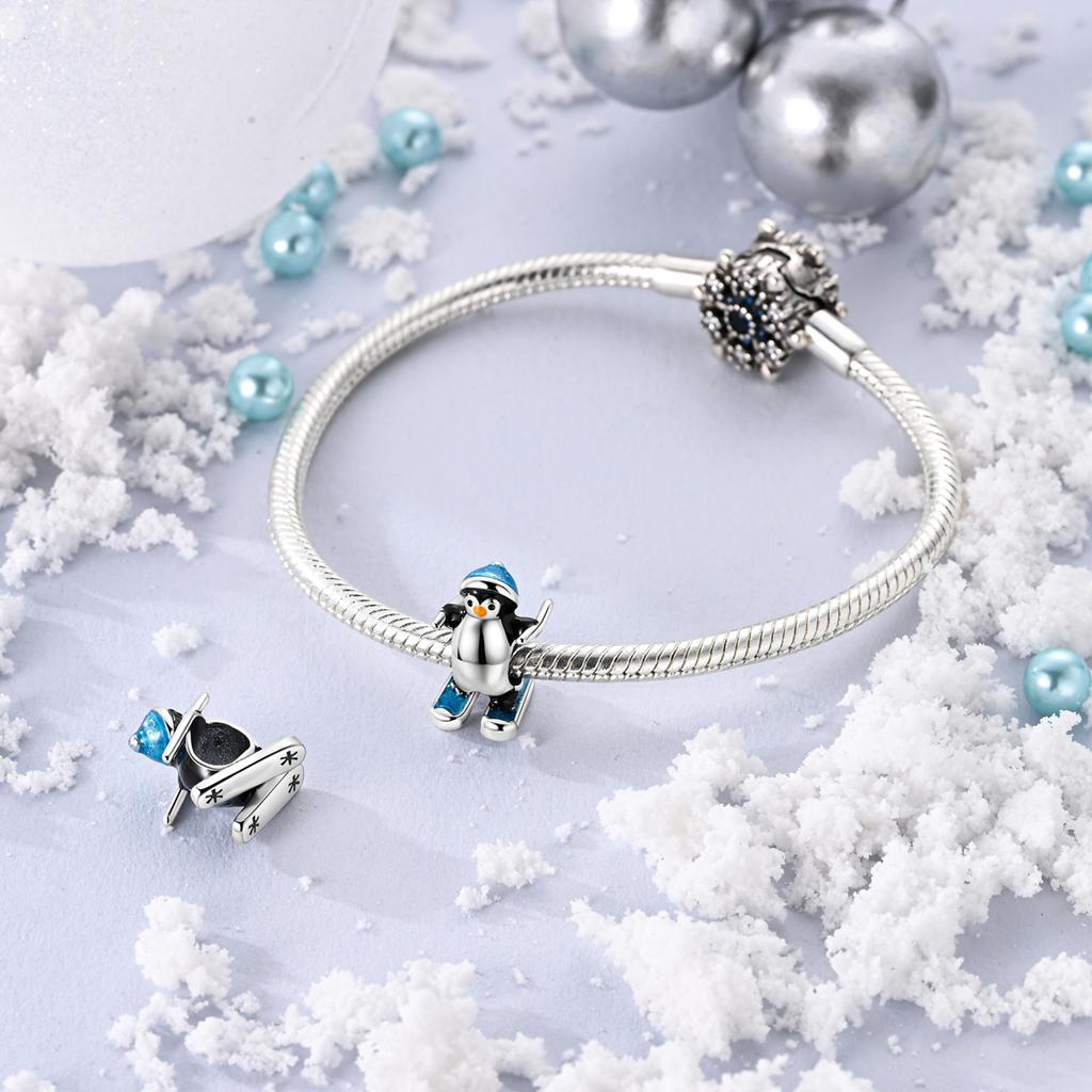New Copper Plated Snowman Christmas Snowflake Penguin Charms Pendants Fit Original Bracelet For Women Jewelry Making