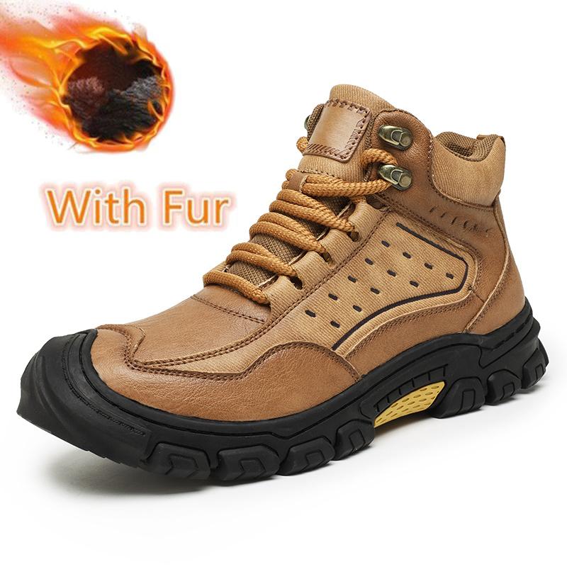 Fashion Non-Slip Men's Lace-Up High Top Shoes New Leather Casual Shoes for Man Retro Motorcycle Boots Fashion Hiking Ankle Boots Botas