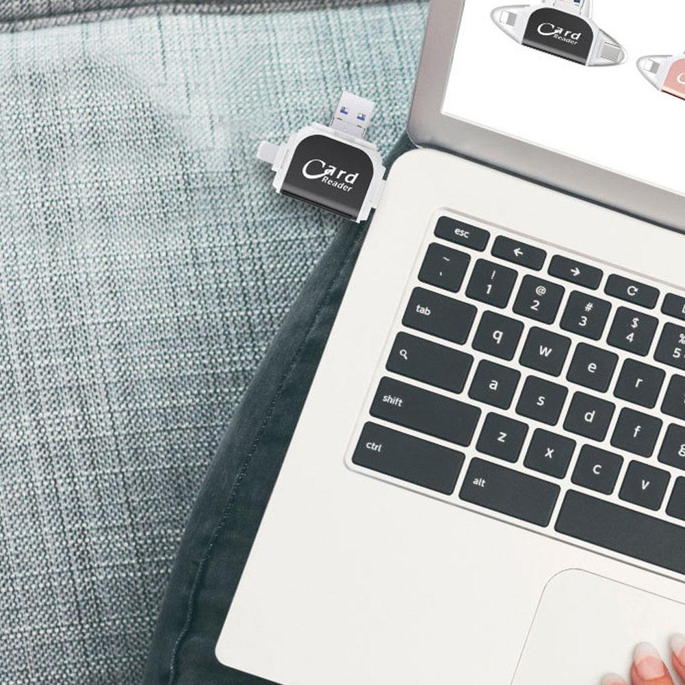 Multifunctional Metal Four-port Two-in-one Card Reader OTG Memory Card Reader Universal For PC Phone Laptop Android Micro/Type-c