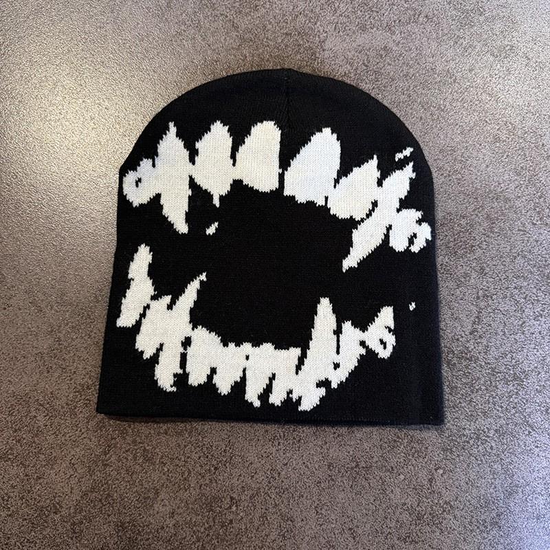 Funny American Style Knit Beanie Women Retro Jacquard Streetwear Winter Fall Warm Hat