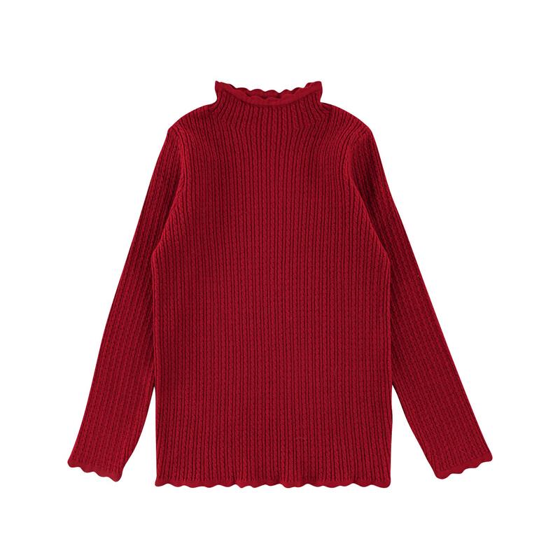 Girls' High-Neck Slim Fit Thermal Knit Base Layer