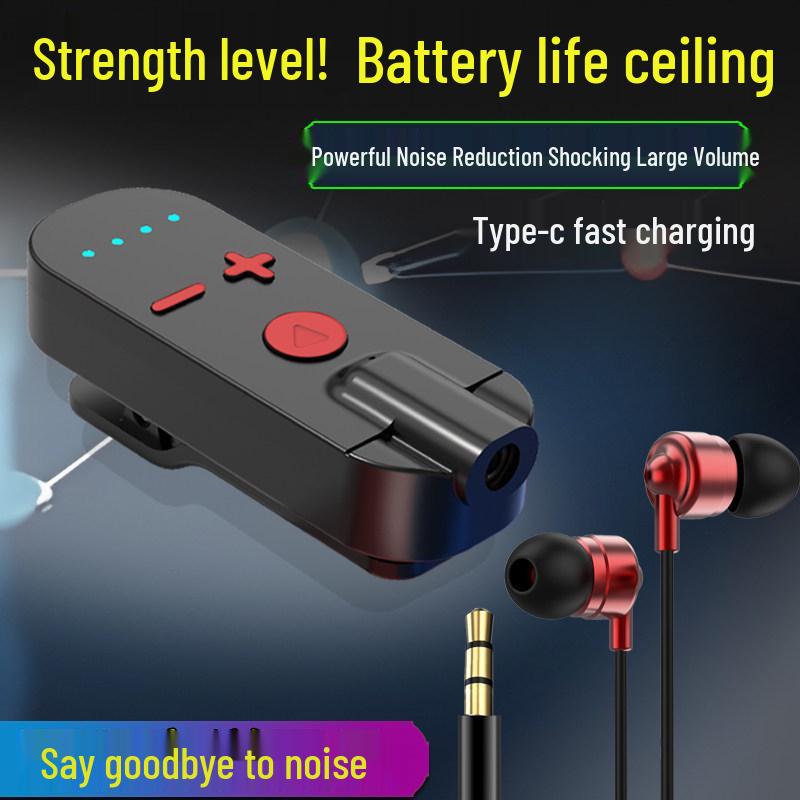 Universal Clip-On Bluetooth Headphone Receiver with Extended Battery, High-Quality Sound, Noise Reduction, and HD Calls