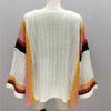 IHUASU Women's Autumn and Winter Sweater Loose Large Size Patchwork Knit Rainbow Women's Top