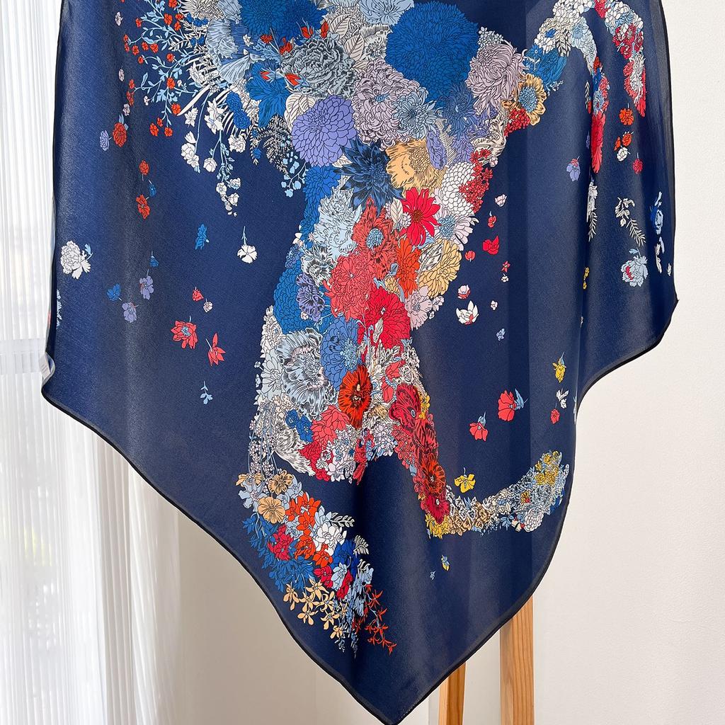 111% Mulberry Silk 71 Square Scarf, New Sky City Professional Decorative Scarf, Commuting To Work Versatile Silk Scarf