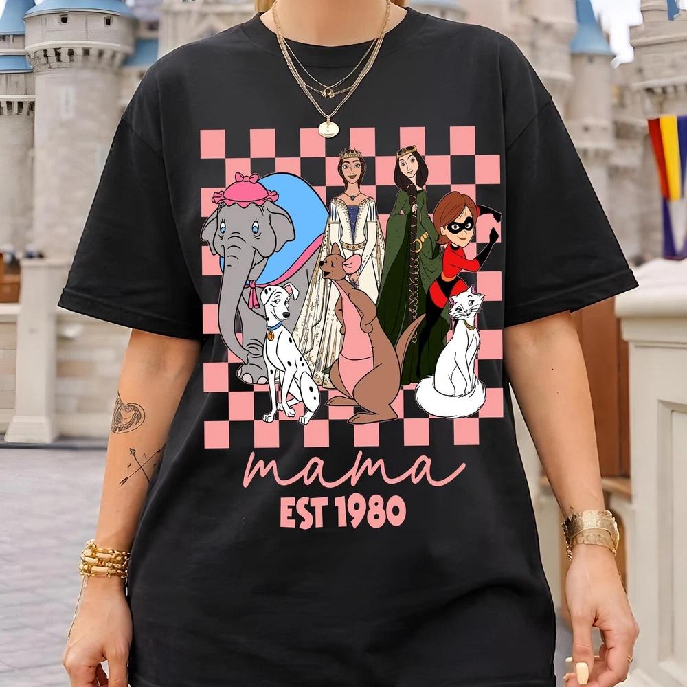 Mama Est Checkered Tshirt Mom Character Group Shirt S