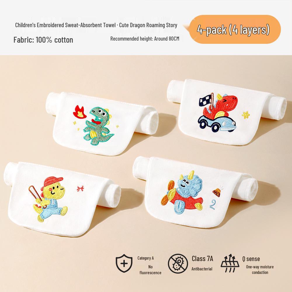 Children s Soft Class A Cotton Sweat-Absorbing Towel – Baby & Student Use, Embroidered Name, Ideal for Kindergarten. L size
