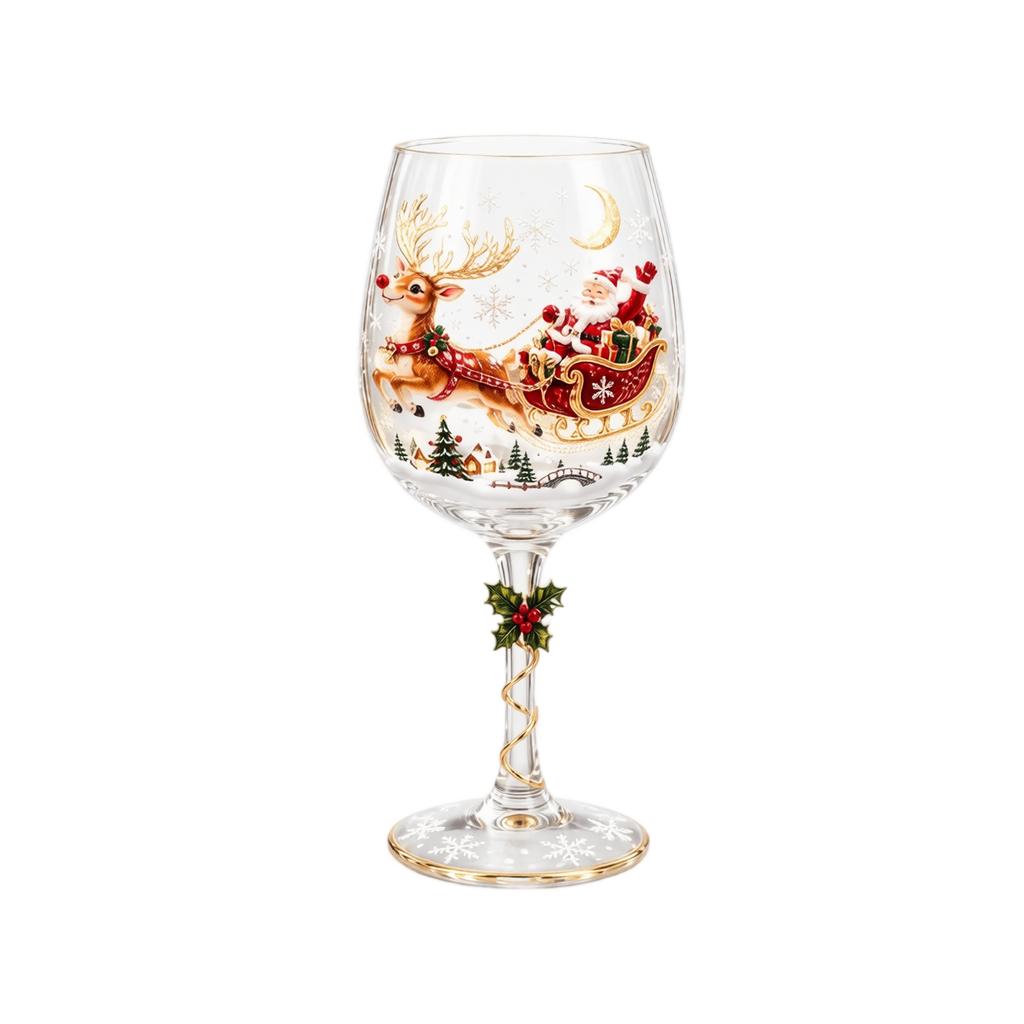 3D Christmas Glass Goblet with Festive Holiday Design