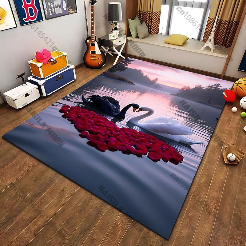 Swans Lake Autumncarpet Yoga Living Room Room Decor Children's Crawling Mat Doormat Area Rug Games Floor Mat