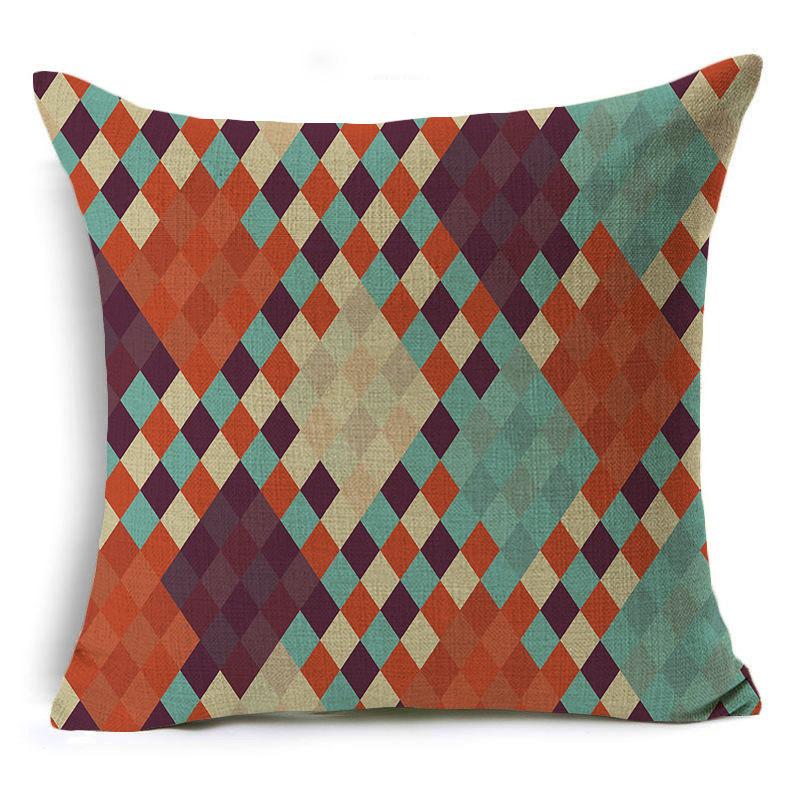 New Retro Geometric Linen Pillow Case Sofa Pillow Case
