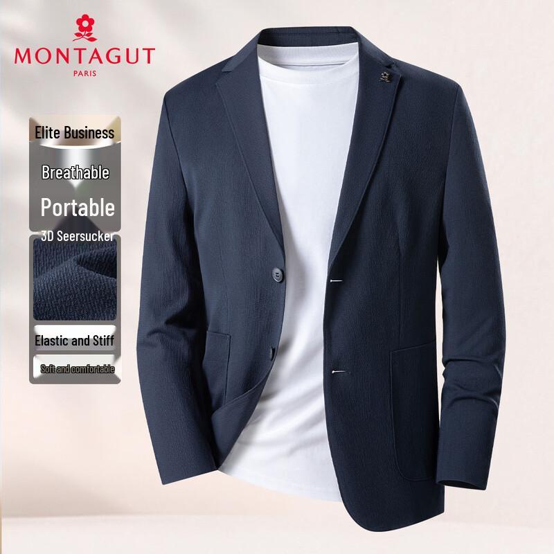 MONTAGUT Men s Breathable Bubble Yarn Casual Suit Jacket 54