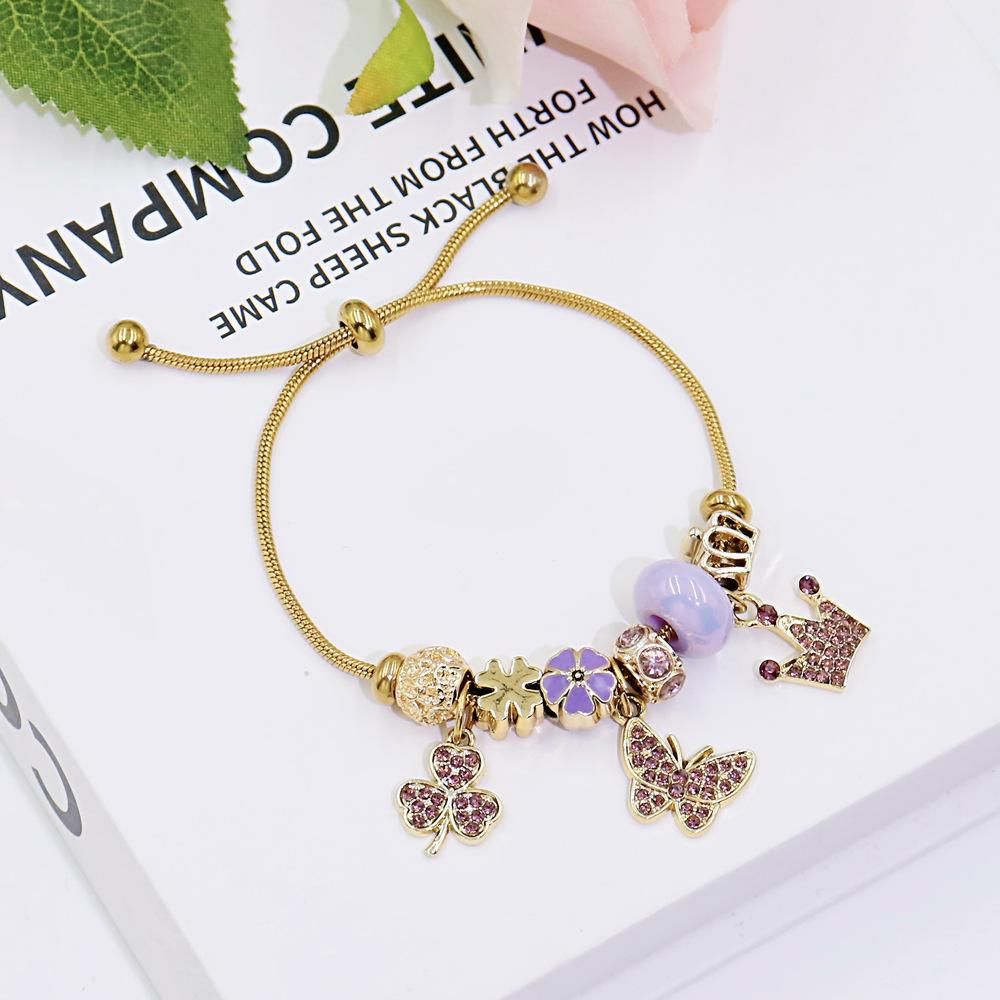 

Adjustable Stainless Steel Butterfly Bracelet with Crystal Inlay Charm Jewelry for Women Fashion Gift