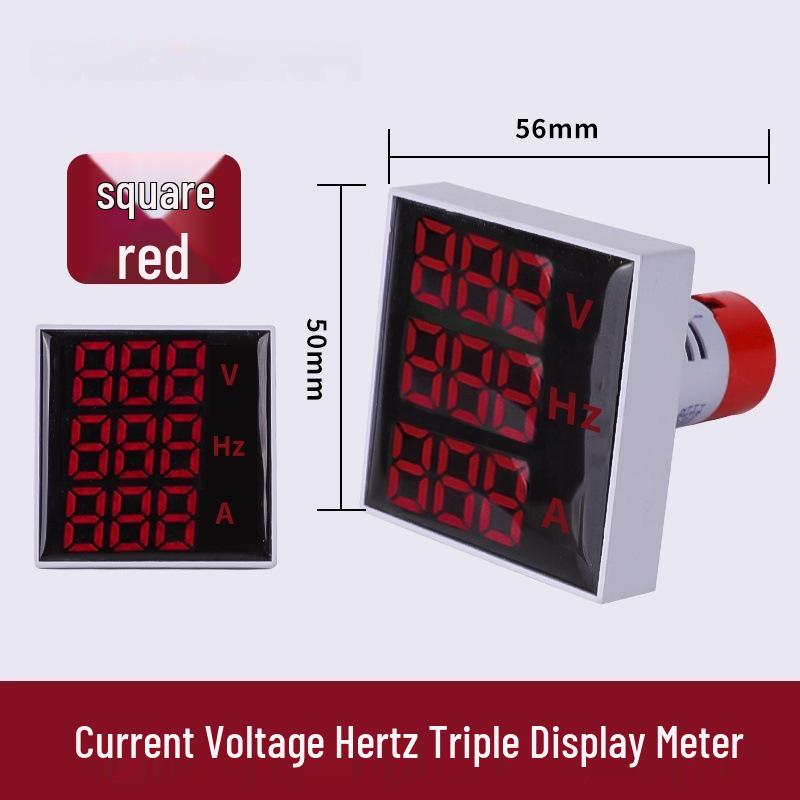 22mm Dual Display LED Voltage Current Frequency Meter - Round/Square