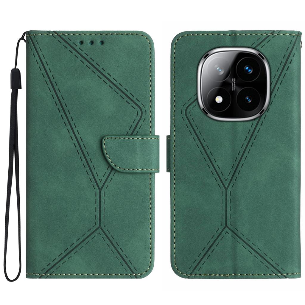 For Xiaomi Redmi Note 14 Pro+ 5G/14 Pro 5G/Poco X7 5G Case Leather Imprinted Lines Phone Cover with Card Holder