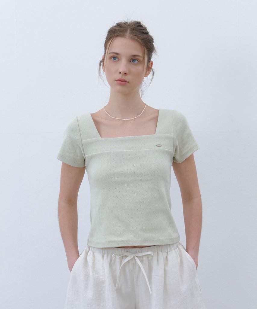 CLUNY Line Point Half Sleeve T-Shirt - Ivory