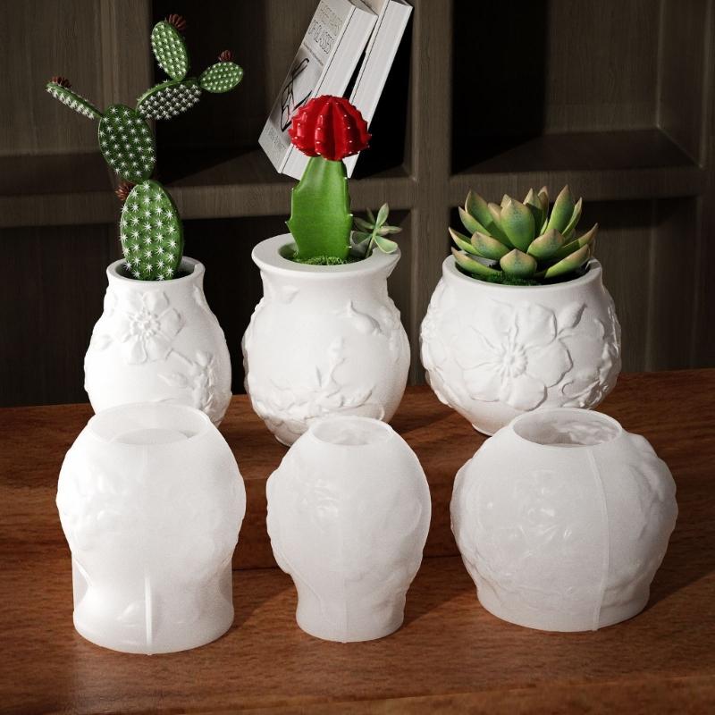 Pratici Vasi da Fiori a Vite Stampo Robusto in Silicone Materiali Artigianali in Gesso Cemento per Giardino e Decorazione Interna