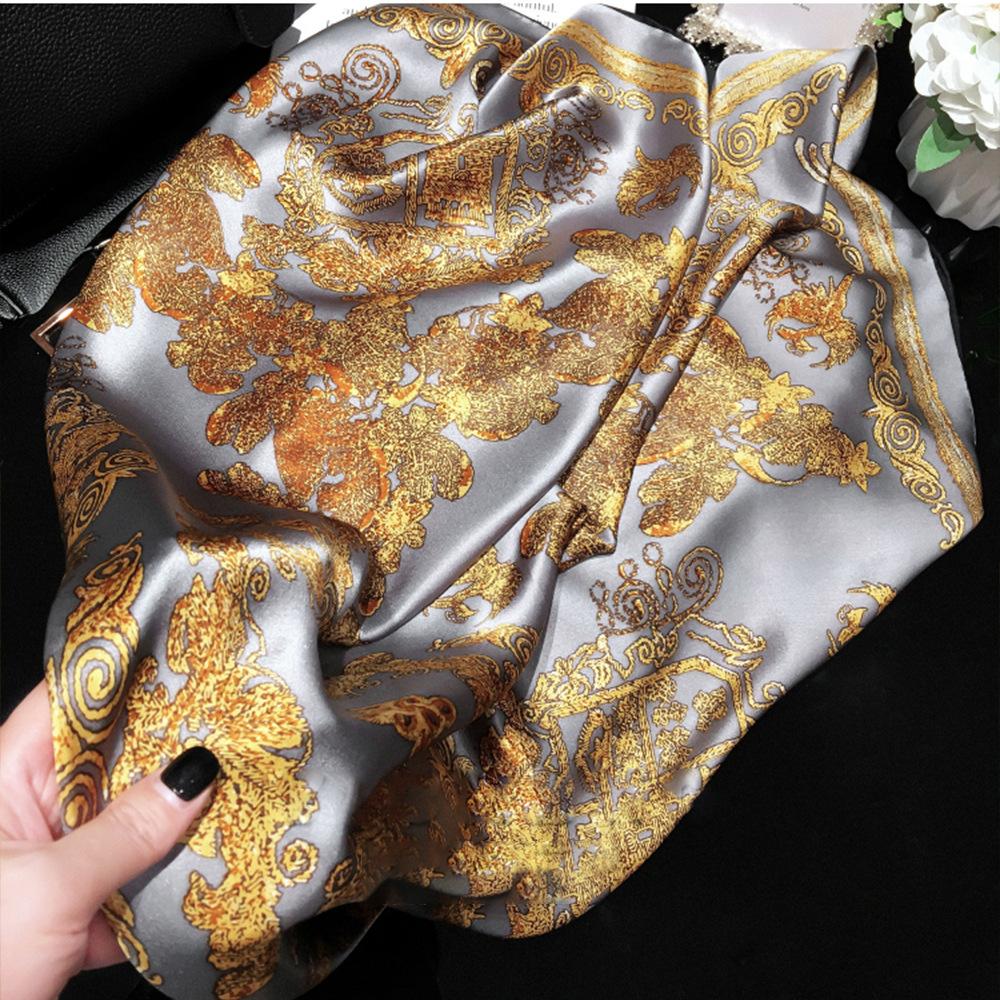 Spring new imitation silk 111cm large square scarf shawl sunscreen silk scarf satin scarf female gift advanced