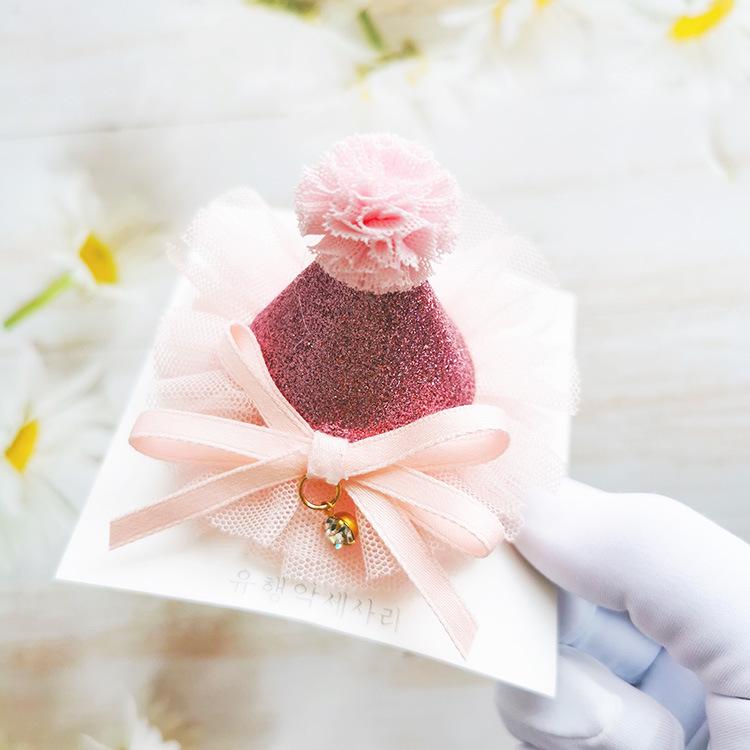 

Korean Princess Birthday Headdress: Cute Yarn Ball Hat Hair Clip for Girls розовый