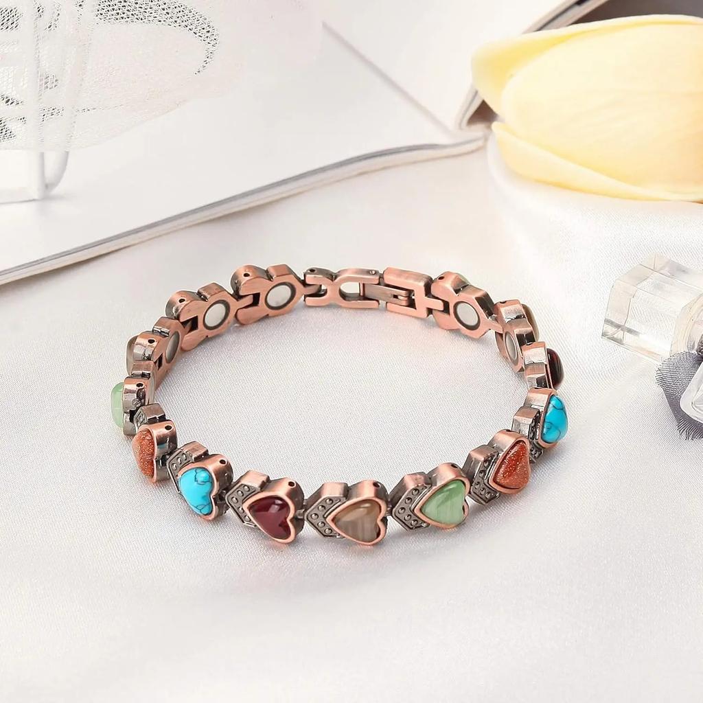 Aeteey Herzförmiges Reines Kupfer Armband für Frauen Magnetisches Armband Schmuck Geschenke