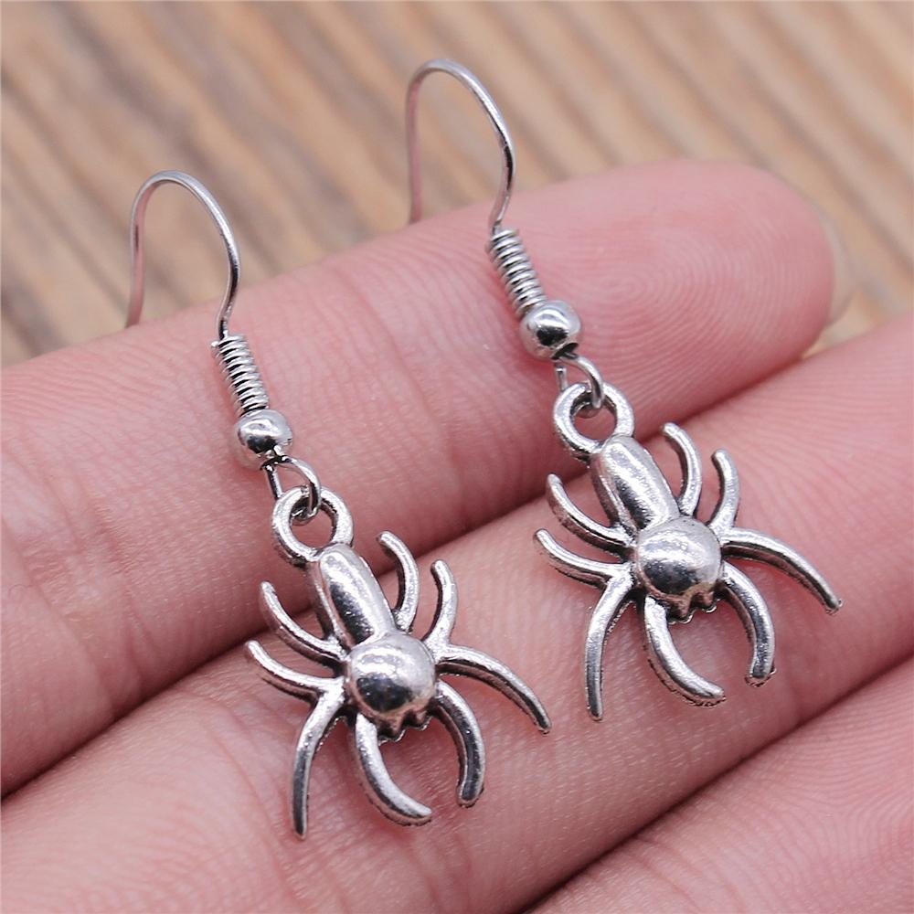 

Spider Drop Earring Vintage Antique Silver Color Antique Bronze Color Cobweb Dangle Earring For Women