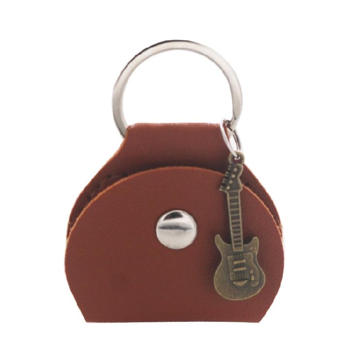 PU Leather Guitar Pick Holder Keychain Pick Cover Pouches Portable Plectrums Bag