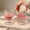 ZISIZ Vertical Striped Short Foot Glass Cup