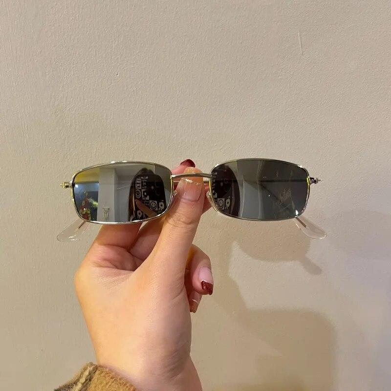 Mode Vintage Kleine Rechteck Metallrahmen Sonnenbrille Retro Bunte Linse Quadratische Sonnenbrille Männer Frauen UV400 Brillen