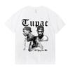 Women T-shirt Rapper Tupac Top Hip Hop Street Pattern T-shirt High Street Extra Large Short Sleeve T-shirt Men's Cotton T-shirt