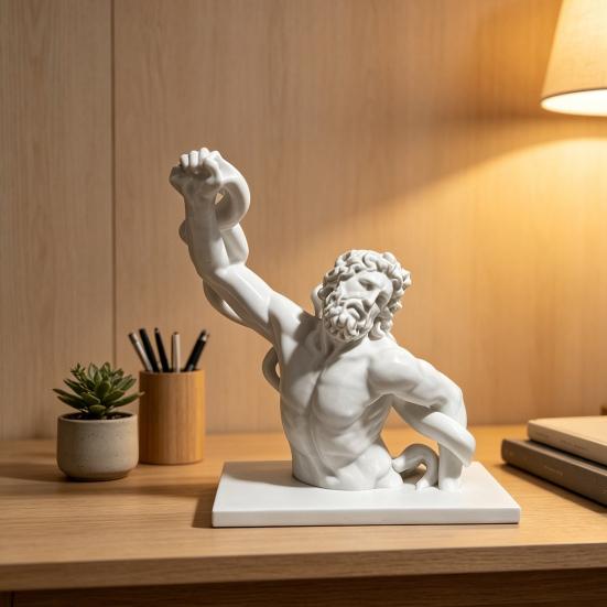 3D Printed Laocoon Bust Sculpture Stable Base Greek Mythology Ornament Ancient Greek Artistic Collectible Figurine Decor for Entrance Living Room