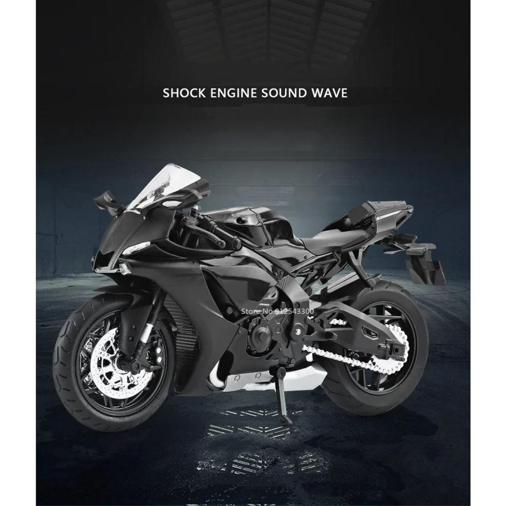 1/12 YAMAHA R1 Toy Motorcycle Model Alloy Diecast with Sound Light Rubber Tires Scale Model Motorcycle Toys for Kids Collection