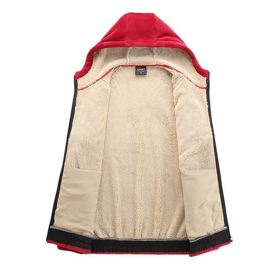 Autumn and Winter Hooded Cardigan Jacket Plus Velvet Padded Warm Jacket Plus Size Men's Jacket