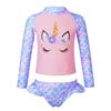 2-teiliges Kinder-Badeanzug-Set für Mädchen mit Fischschuppen-Aufdruck, Strand-Outfits, Tops und Slips mit Cartoon-Pferd-Aufdruck, Strandbadebekleidung, Badeanzüge