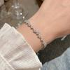 Cubic Zirconia Flower Bracelet, Adjustable Pull-Out Design Bracelet, Slim Lightweight Fit Wristband Jewelry Gift