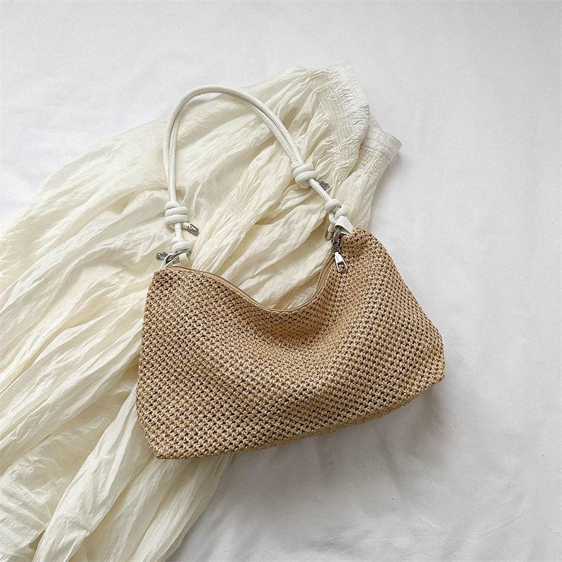 Handmade Woven Bags for Women, New Tide Fashion Retro Straw Tote Bag, Versatile Large Capacity Shoulder Bag