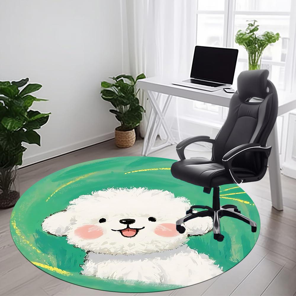 1pc Puppy Pet Office Round Area Rug,  Mat Suitable ForOffice, Under Office Chairs Bedroom Living Room Home Decor, Room Deco