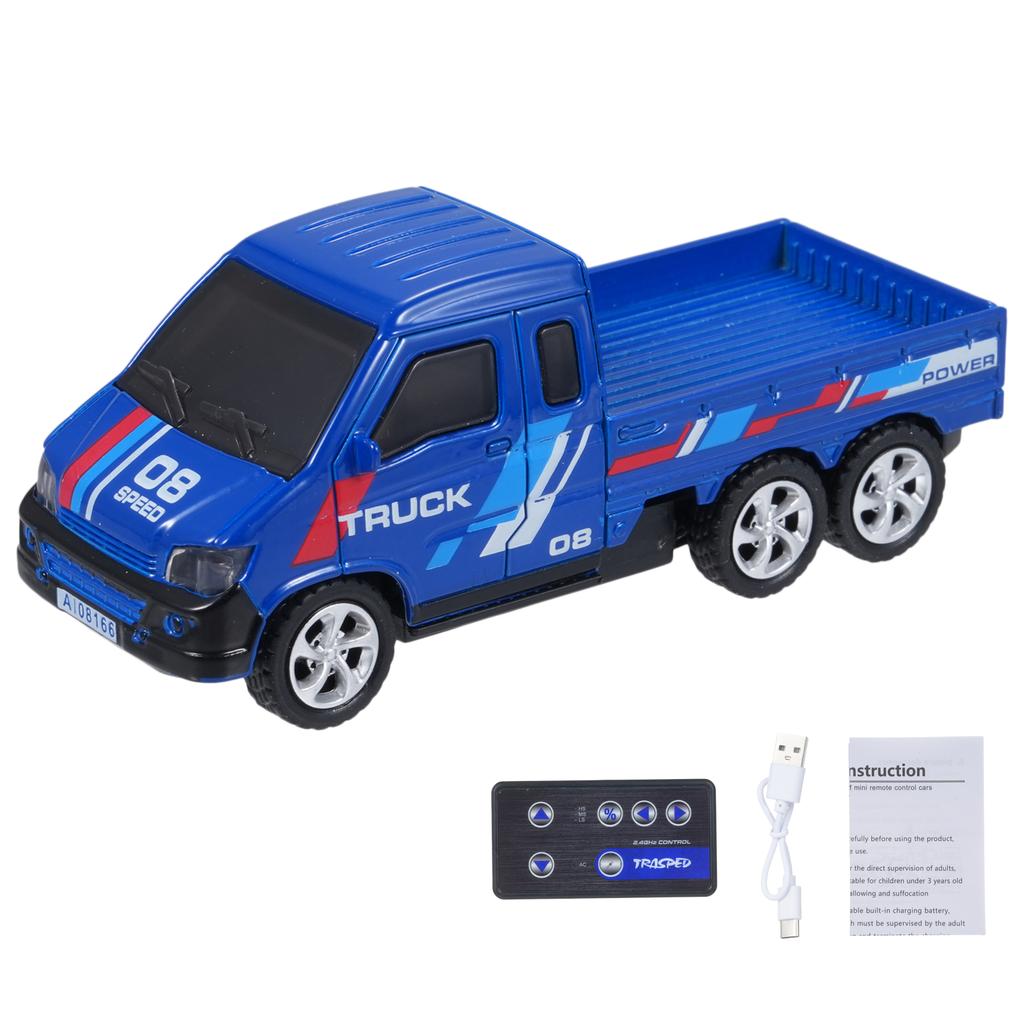 Mini Remote Control Truck, 2.4Ghz Alloy Electric Vehicle with Lights, App Controlled Toy for Boys Ki