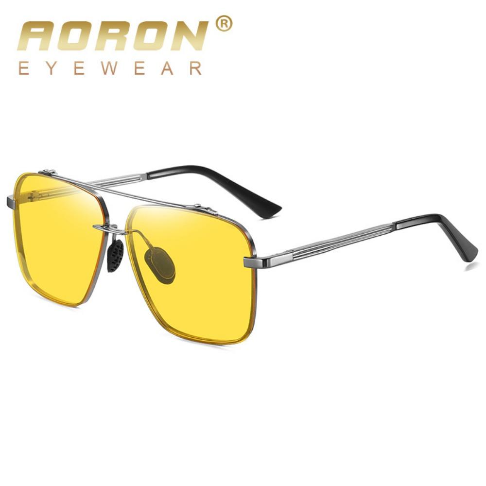 aoron Half-frame Square Sunglasses Men's Polarized Sunglasses Driving Night Vision Glasses