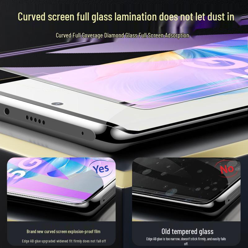 Honor 100 Pro Anti-Blue Light Full Screen Tempered Glass Film - 5G Curved HD Anti-Fall Protection