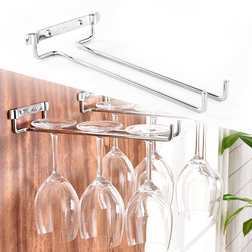 Single Row Iron Glasses Holder Wall Mounted  Wine Cup Rack Kitchen Home Bar Shelves Decoration