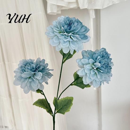 Floral Arrangement Supplies Artificial 3 Head Dahlia Flowers, Realistic Silk Fabric Arrangement, Durable Flowers Adjustable Fake for Home Decor