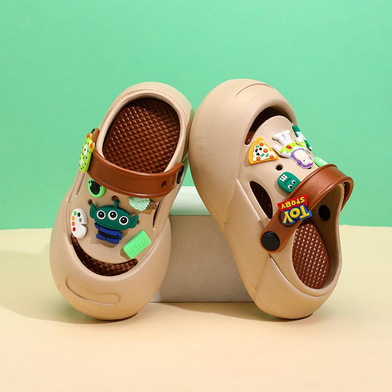 

Cartoon Kids Design Summer Sandals Soft Eva Slipon Shoes For Boys Outdoor Play Khaki,35