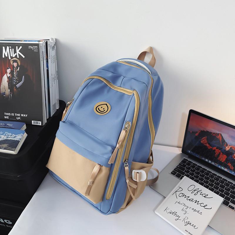 

Japanese Style Middle School Backpack Large Capacity College Student Travel Bag синій