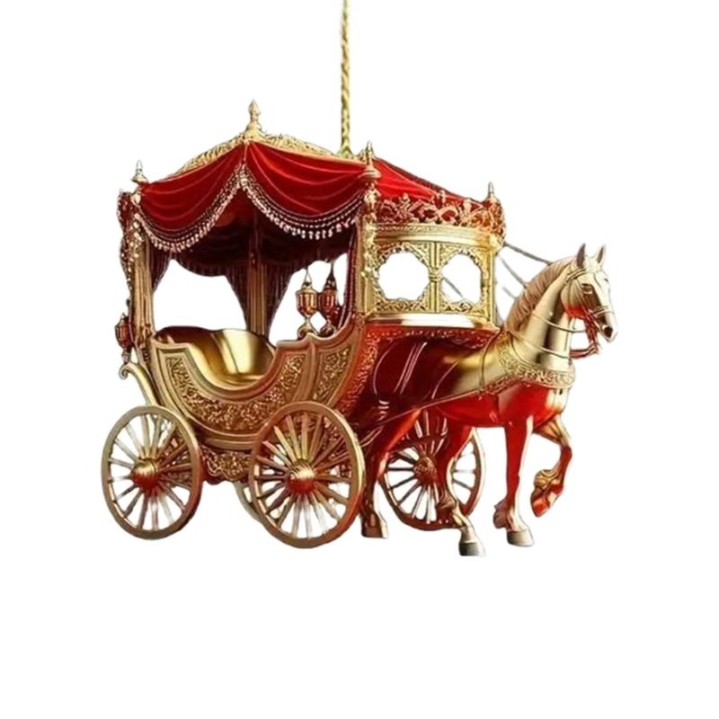 

Strong Flat Sleigh Carriage Ornaments Acrylic Hanging Decors Suitable for Winter Festive Party Mantel Decorations 1