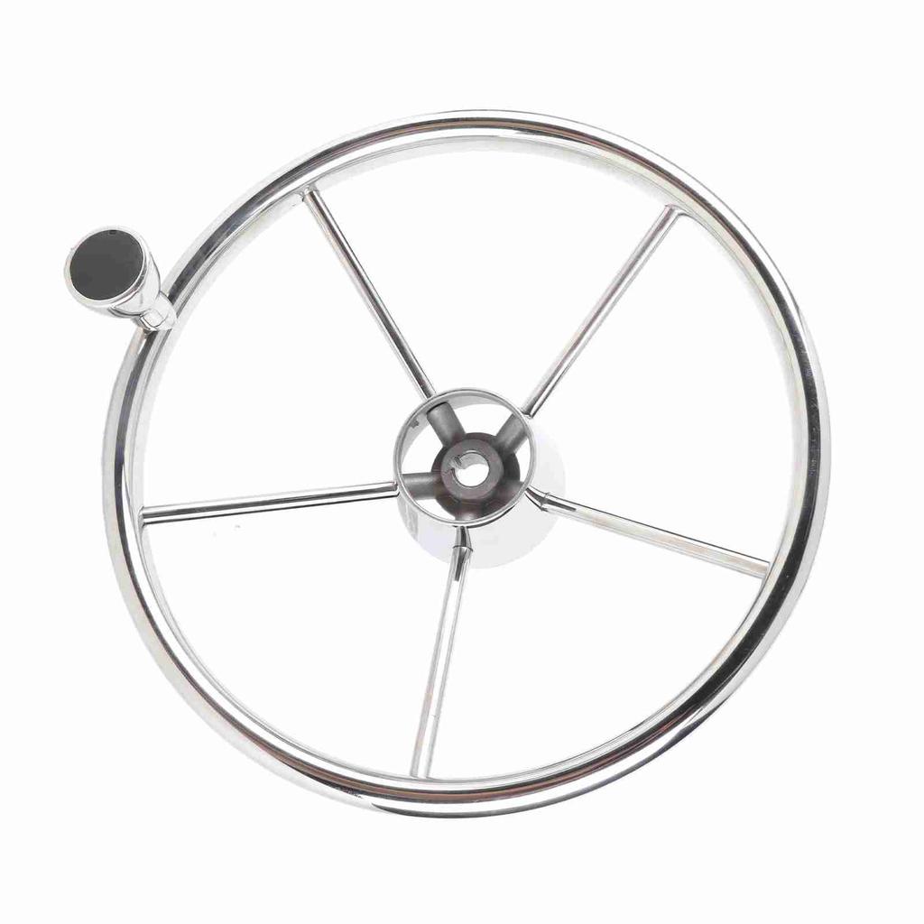 13.5in 5 Spoke Steering Wheel with Knob Stainless Steel Universal Marine Boat Accessories