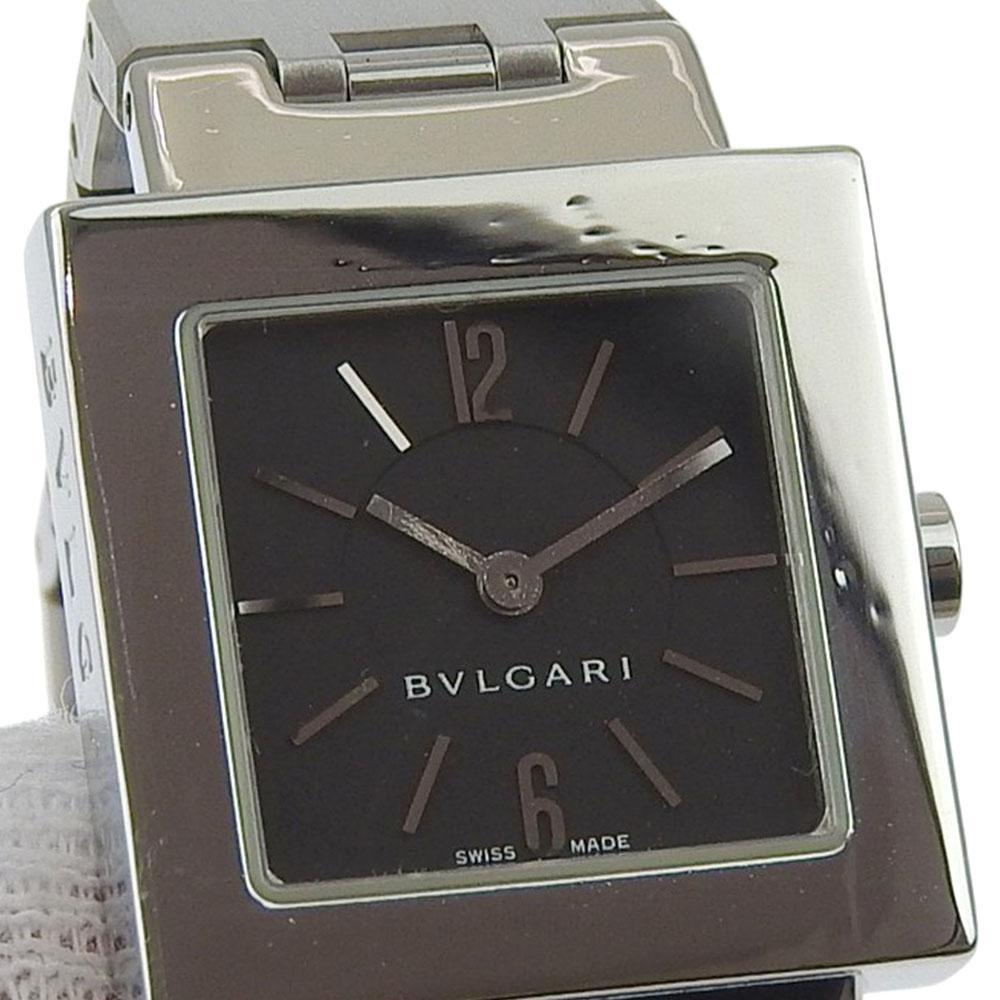 Bvlgari Quadlard Watches SQ22Stainless Steel Black blackDial Stainless Steel Quartz Analog Display Women Used